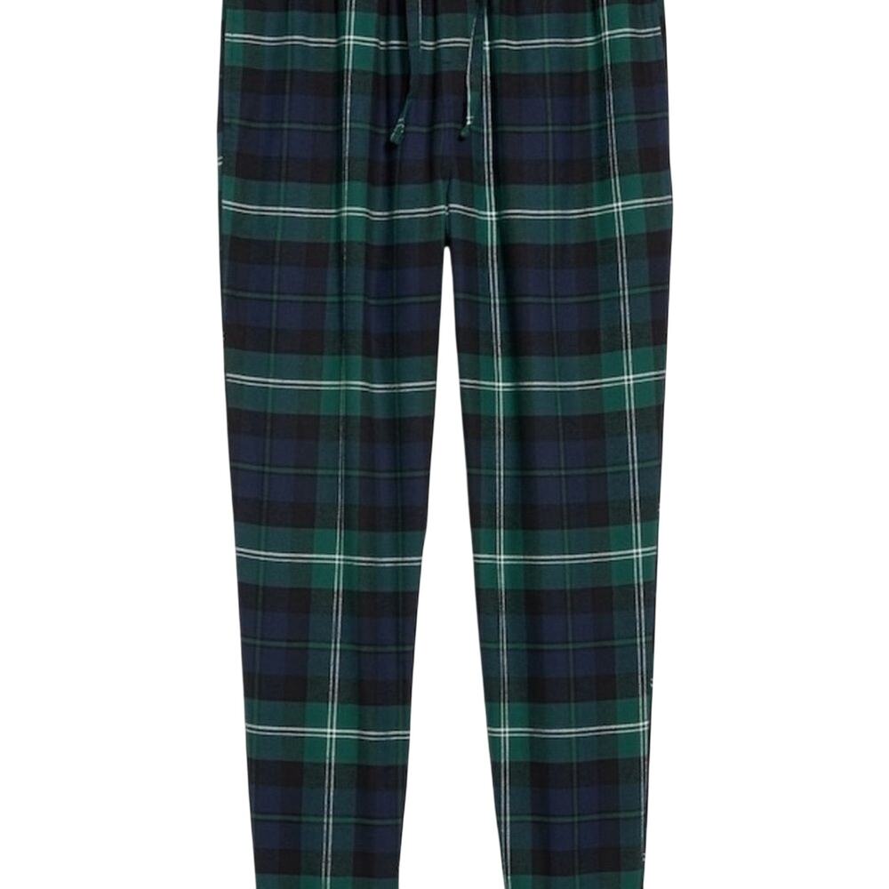 NWT Old Navy Green Tartan Plaid Flannel Pants XS Lounge PJ Match Jogger Casual